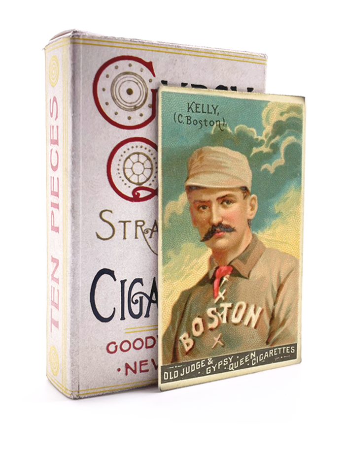 1870s cigarettes 1870's Antique Old Solid Brass Handcrafted Cigarette Case Box/ Holder A nice replica Gypsy Queen unopened cigarette pack containing a 1888 King Kelly N162 baseball card. FATIMA Cigarettes Liggett & Myers